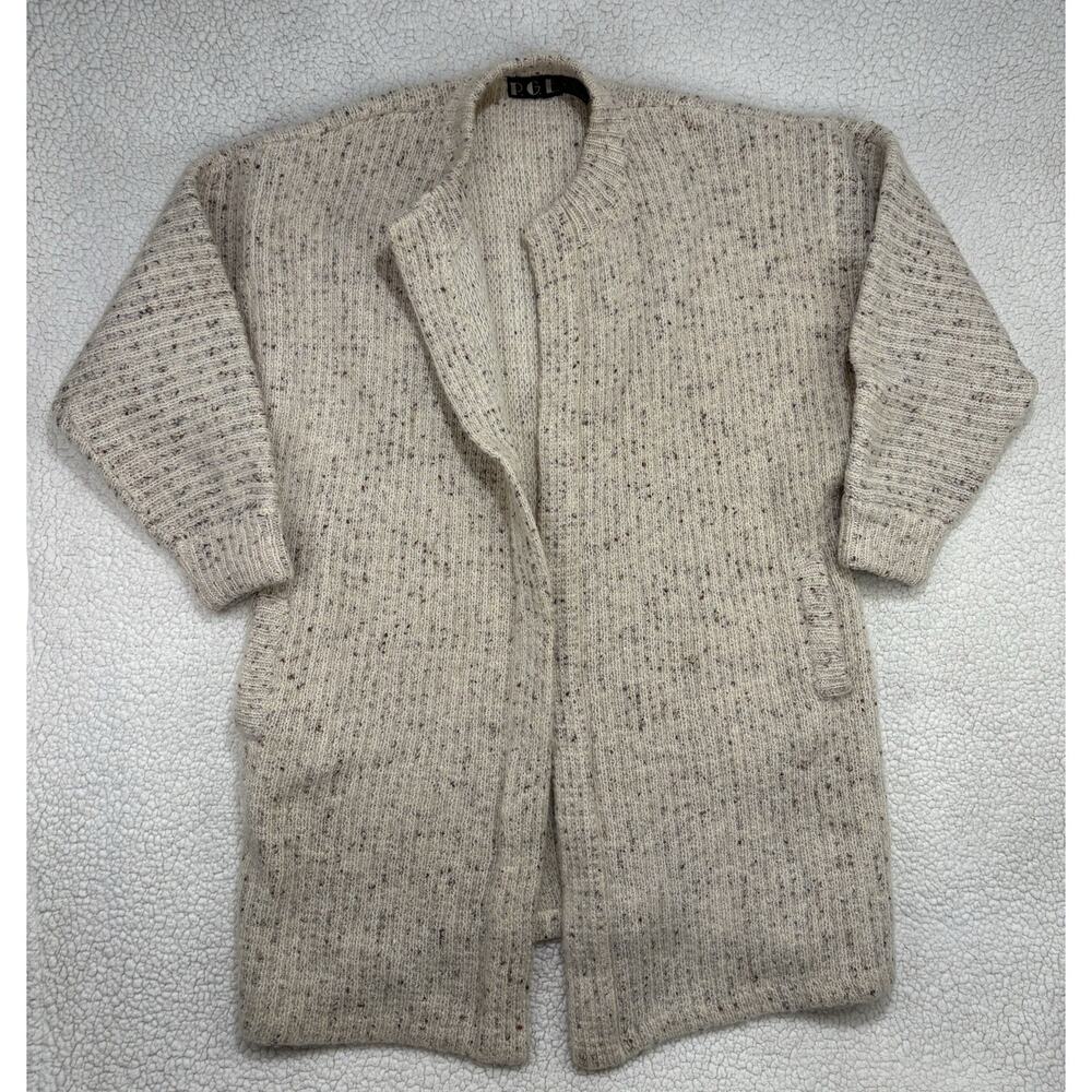 Vintage P.G.E. Womens M Wool Mohair Blend Long Cardigan Oatmeal Duster Sweater